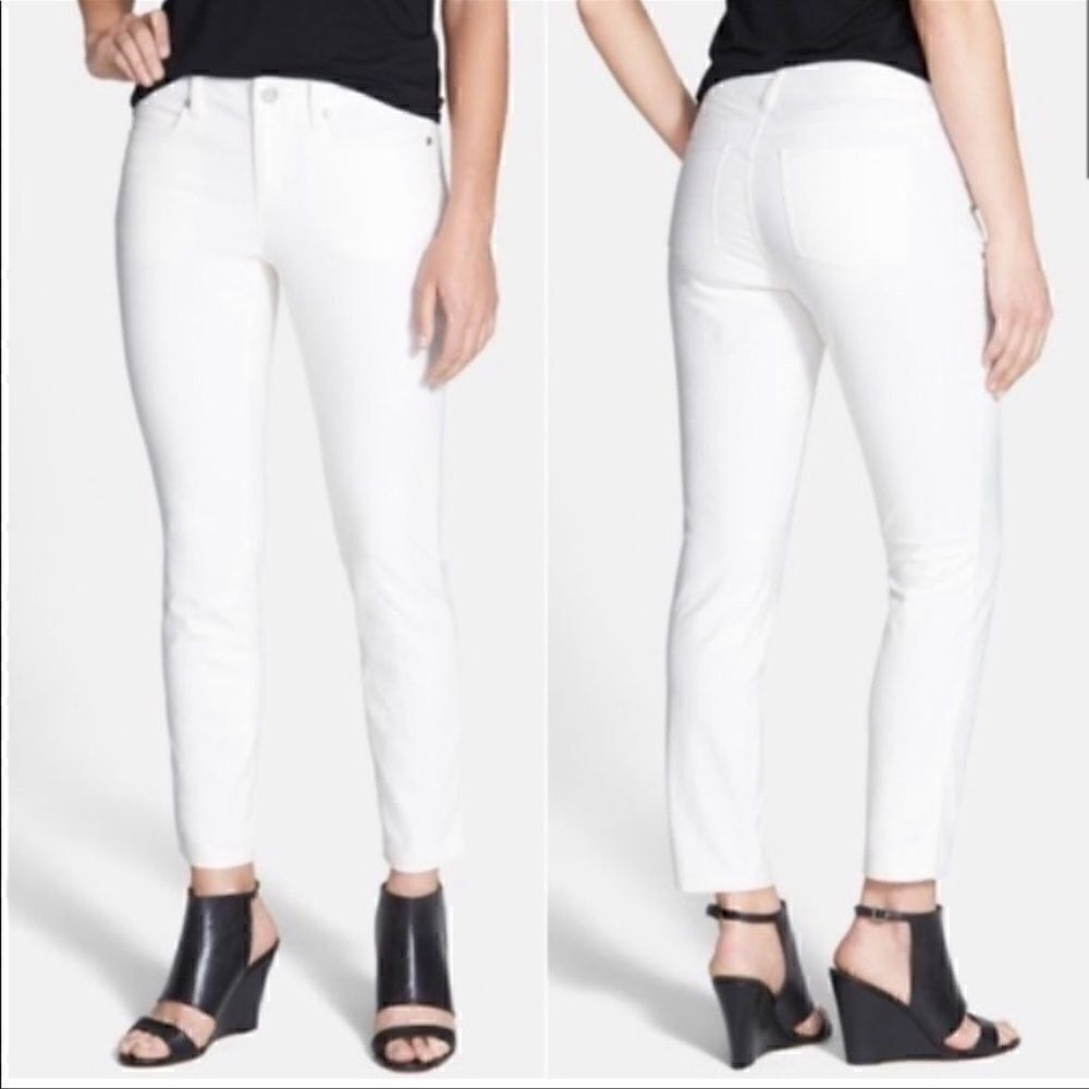 EILEEN Fisher Organic Cotton Denim Skinny Jeans White 2
